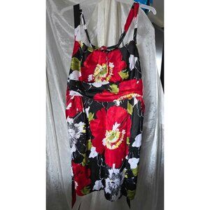 Satin Floral Plus Size Party Dress